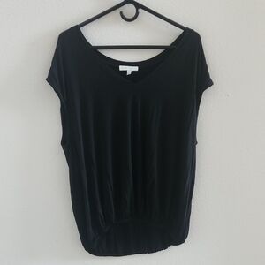 Eri + Ali Anthropologie Black V-Neck Women's Top